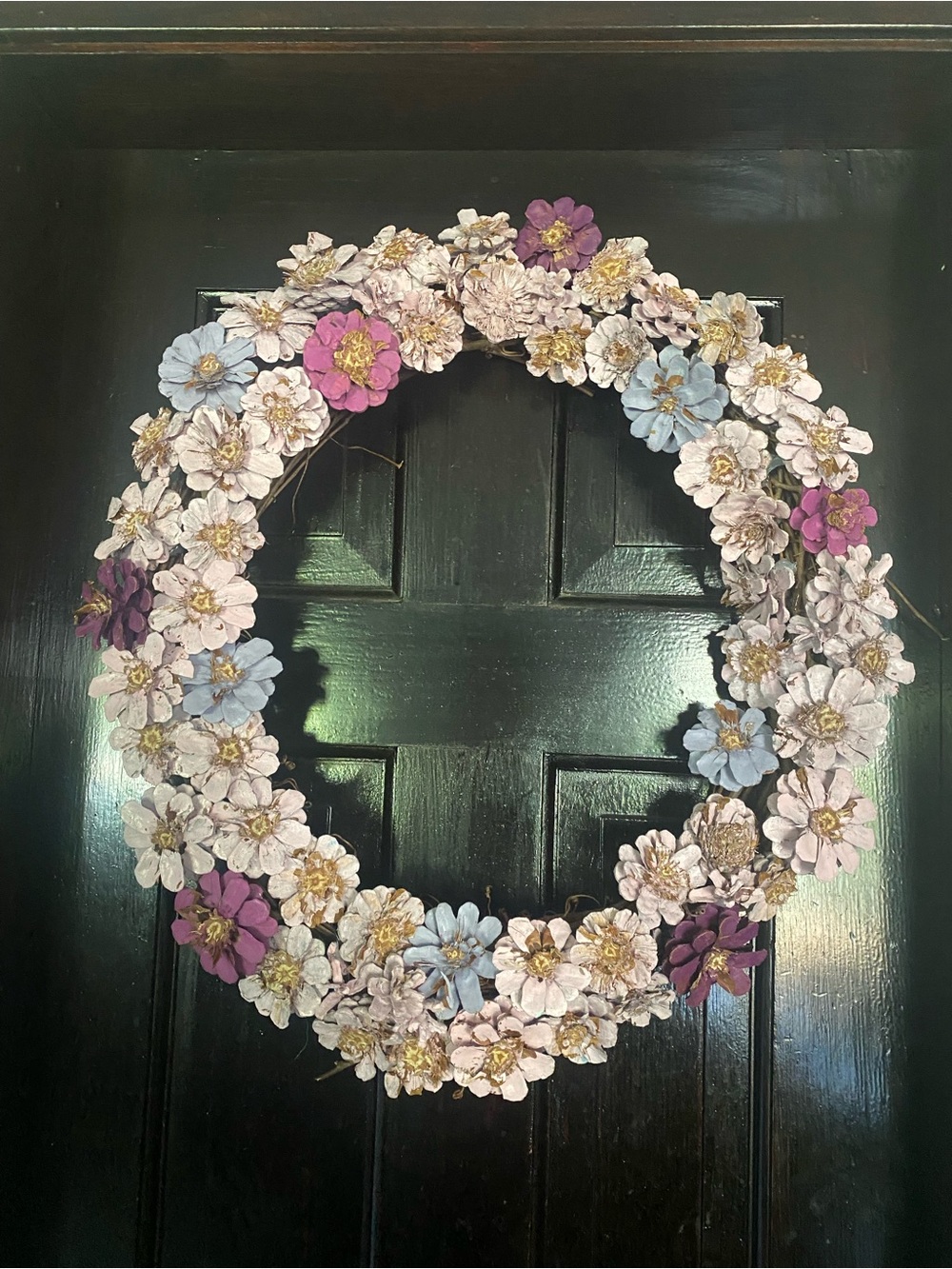 Pastel Painted Pinecone Floral Decorative Wall Wreath 20”